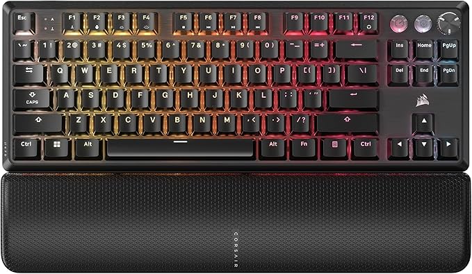 Corsair K70 PRO TKL RGB Tenkeyless Mechanical Wired Gaming Keyboard – Pre-Lubed Hall Effect MGX Hyperdrive Adjustable Switches Simultaneous SOCD and Rapid Trigger ABS Double-Shot QWERTY NA – Black