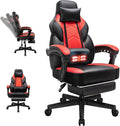 Gaming Chairs for Adults Computer Chair with Footrest High Back Big and Tall Gamer Chair‘s with Massage Lumbar Support 360° Swivel Height Adjustable Computer Chaires Dark Red