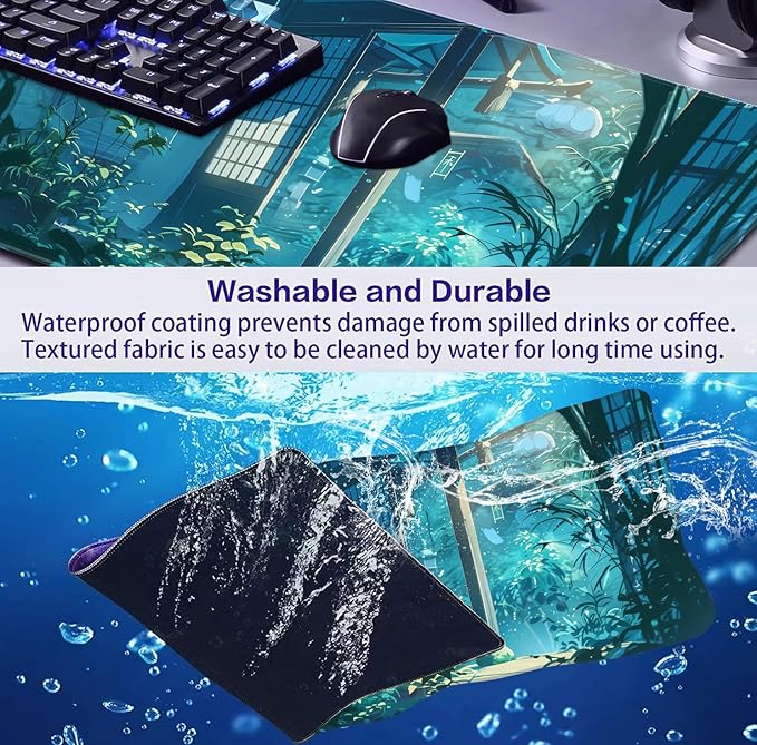 Anime Tropical Plants XL Extended Game Keyboard Pad Women's Office Decoration Laptop Keyboard Pad 35.4 x 15.7 x 0.12 Inches