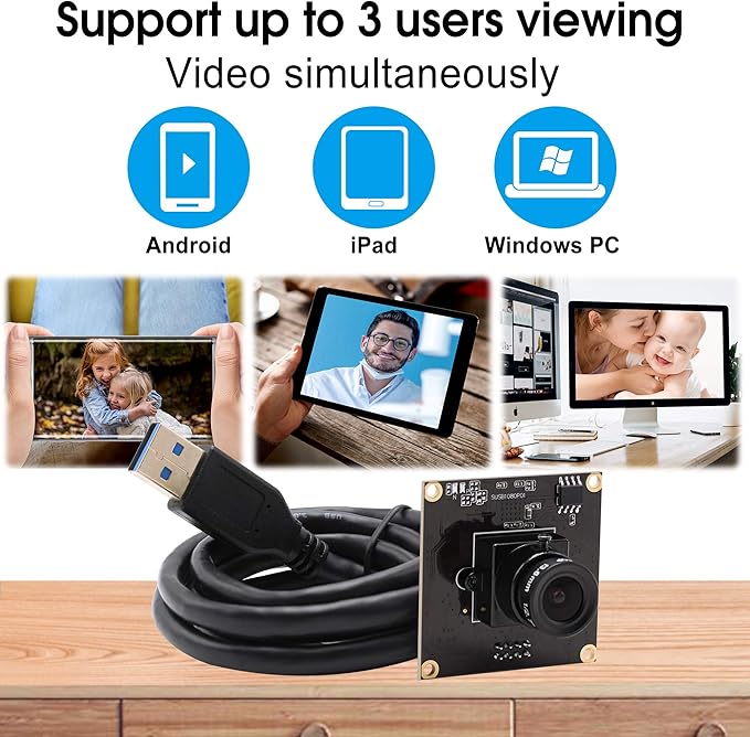 2MP USB Camera Module 1080p Webcam USB 3.0 Webcamera with Sony IMX291 Sensor Industrial Camera Supported OTG 0.01LUX Low Illumination for Android Windows Linux Mac PC Raspberry PI