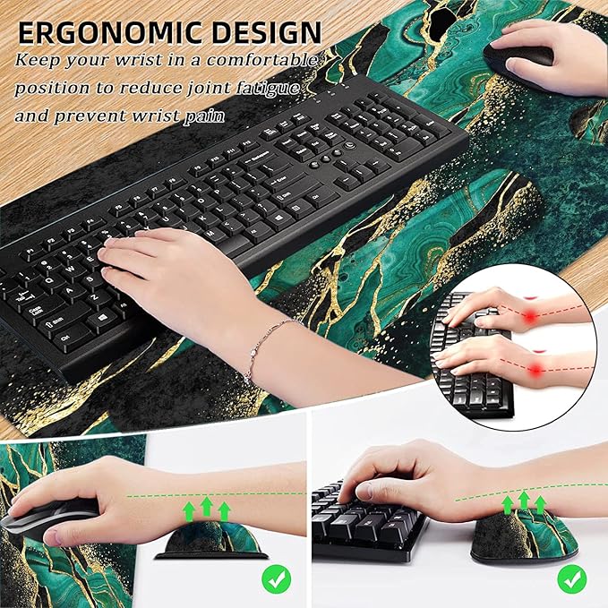 LATEEFAH Desk Mat Mouse Pad with Wrist Rest 4-in-1 Large Mouse Pads for Desk Ergonomic Mouse Pad and Keyboard Wrist Rest Gaming Keyboard Mat for Office Home