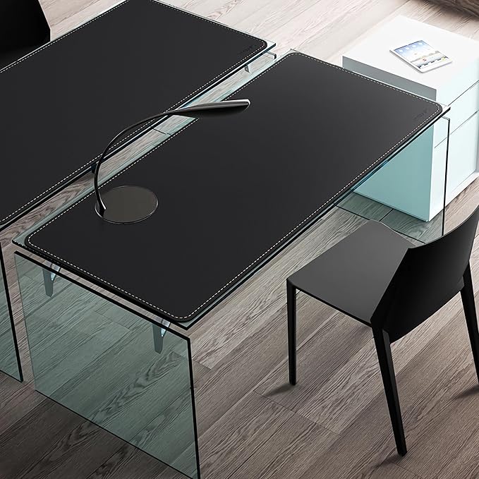 Mydours Large Desk Mat 51.2 x 23.6 PU Leather Surface for Smooth Mouse Control Office Desk Blotter with Scratch-Resistant Design Extended Gaming Surface Spacious Laptop Coverage (Black)