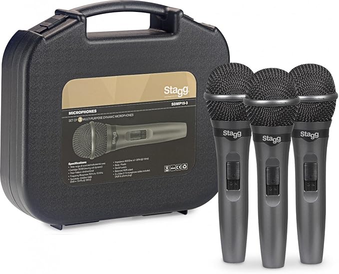 Stagg SDMP15-3 Cardioid Dynamic Microphone Set fo 3 for Live Performance