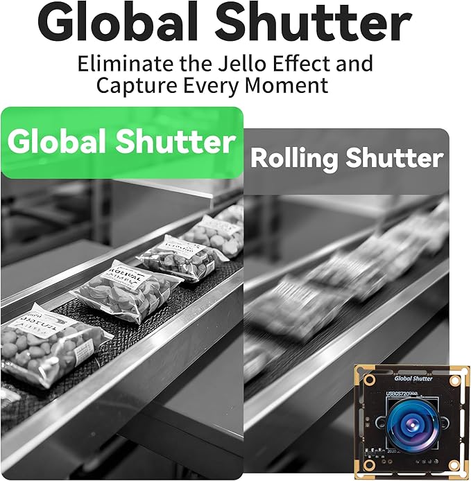 Global Shutter USB Camera 720P 60fps High Speed Monochrome Camera Wide Angle Fisheye Webcam for Windows Linux Mac Raspberry Pi