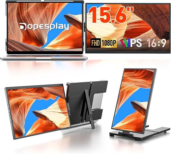 Laptop Screen Extender 15.6 FHD 1080P IPS External Portable Monitor for Laptop Plug &amp Play Dual Screen Monitor for 13-17 Laptops Compatible with Mac Wins Chrome Android Dex