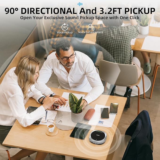 Bluetooth Conference Speakerphone M6 Conference Microphone with AI Noise Reduction AI Transcription Full-Duplex 360° Omnidirectional Voice Pickup USB Speaker for Teams Zoom Home Office Black