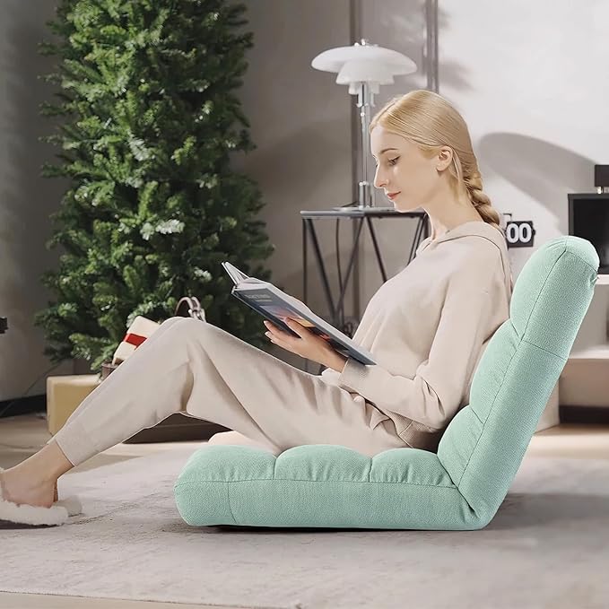 Floor Chair with Back Support Folding Chair with 6 Adjustable Position Padded Sleeper Bed Floor Gaming Chair Meditation Chair for Adults