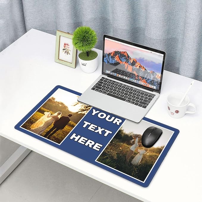 Custom Large Mouse Pad with Photo Personalized Mouse Pads with Picture Text Customized Non-Slip Mousepad for Gaming Offices Home Computer Desk 16x29.5in