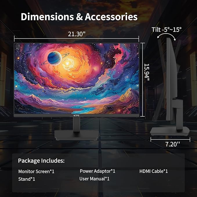 KTC 24 Inch QHD 100Hz Computer Monitor IPS 2K 1300:1 Contrast Anti-Blue Light Screen 122% sRGB FreeSync &amp G-Sync Compatible HDMI2.0 &amp Display Port 1.4 PC Monitor for Gaming Office Work (