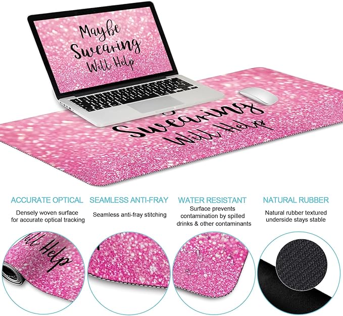 Pink Mouse Pad Set Ergonomic Mouse Pad with Wrist Rest Keyboard Wrist Support Large Desk Matt for Desktop Gaming Mousepad Cup Coaster Set Cute Pink Office Desk Accessories Decor Supplies