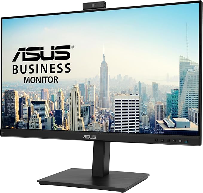 ASUS 27” 1080P Video Conference Monitor (BE279QSK) - Full HD IPS Built-in Adjustable 2MP Webcam Mic Array Speakers Eye Care Wall Mountable Frameless HDMI DisplayPort VGA Height Adjustable