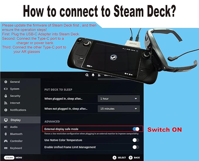 USB C to AR Glasses and Charging Adapter Compatible 100W PD Fast Charging for iPhone 17-15Switch ROG Ally Steam Deck. Connected V-iture/Rokid/X-Real AR Glasses 4K 60Hz/2K 120Hz