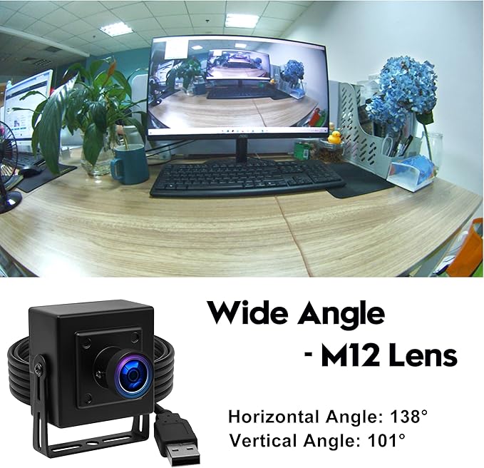 SVPRO 5MP 30FPS USB Camera IMX335 Sensor Fisheye Webcam for 3D Printer Laser Engraver Machine Vision Industrial Camera Security Monitoring(M12 Lens USB Plug &amp Play for Windows/Mac/Linux/Andro