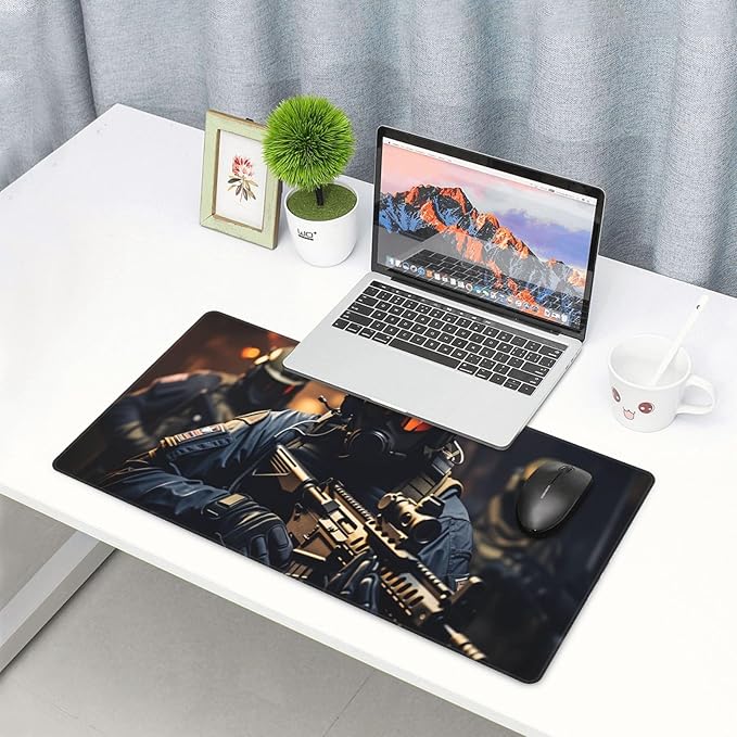 Tactical Special Forces Desk Cover MatExtended Large Mouse PadComputer Laptop Mat Desk Decor for Office Game Home 30x16 Inch