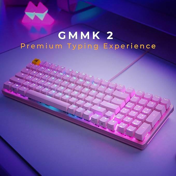 GLORIOUS Gaming - Custom Keyboard - Hot-Swappable Mechanical Switch - Full Size Pink Wired Keyboard - Low Profile - Cherry Mx Style - Double Shot Key Cap &amp Linear Switch