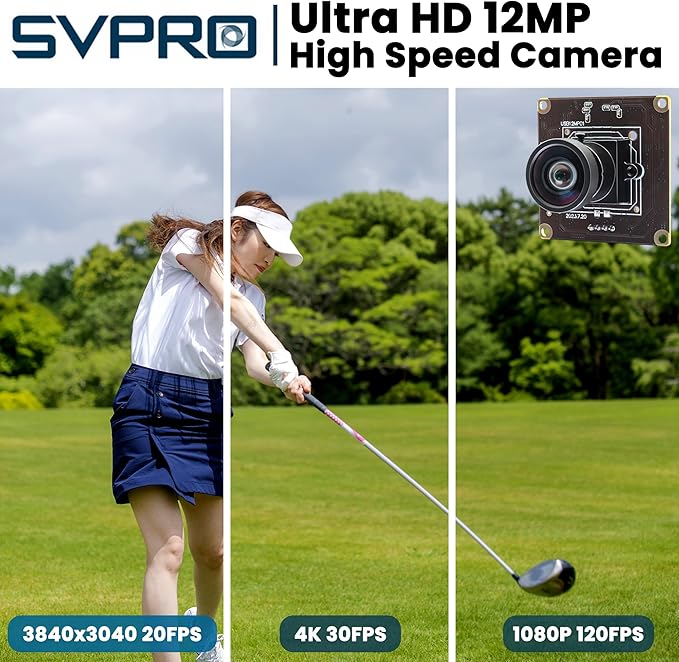 SVPRO 12MP USB Camera Module 4K 30fps Lightburn Camera 1080P 120fps High Speed with M12 Manual Focus Lens IMX577 Wide Angle PC Cam for Raspberry PiLinuxWindowsAndroidMac OS