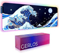 Gerlos RGB Large Gaming Mouse Pad Extended Soft LED Mouse Pad Non-Slip Rubber Base Water Resist Keyboard Pad Computer Mousepad 31.5×11.8 inches
