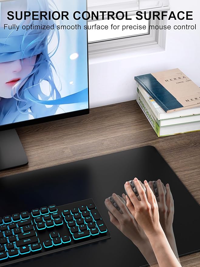 TopMade 4-in-1 Mouse Pad with 15W Wireless Charging Foldable Phone Holder 31.5 x 15.75 XXL Large Desk Pad Gaming Mousepad with Ultra-Smooth Surface Non-Slip Base Waterproof Desk Mat Black