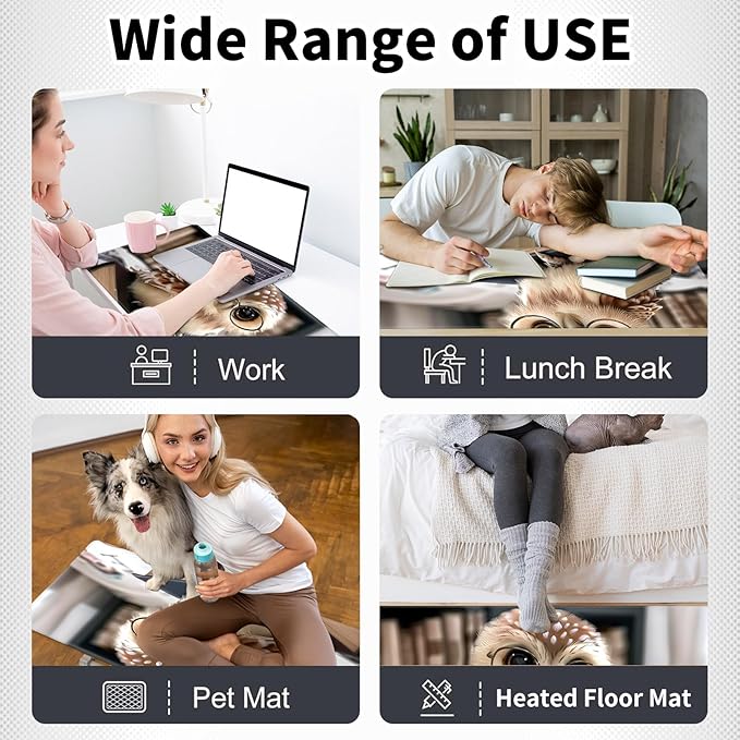 Warm Desk PadHeated Desk Pad Mouse Mat Gamingwith 3 Heating Levels &amp 3 Hours Auto Shut-OffLeather 31.5 x 13 Foot Warmer Keyboard Office MatCute Owl Book
