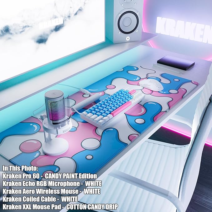 Kraken Gaming Mouse Pad Large Cotton Candy XXL Mouse Pad for Gaming - Desk Mat for Keyboard - Thick Artisan Mousepad for Desk (Cotton Candy Drip)
