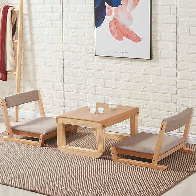 BTZHY Floor Chair Tatami ChairMeditation Floor ChairLiving Room Floor ChairPortable Legless ChairLazy Boy Legless Back Chair for Window Sill Meditation Reading(Curry)