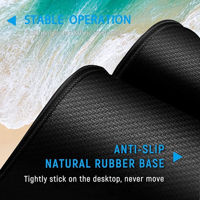 Gaming Mouse Pad and Keyboard Wrist Rest Large Extended Mouse Pad31.5X 11.8Ergonomic Memory Foam Wrist Rest Support+Desk Mat Protectorfor Office/Home Writing Pad Beach Pattern Mousepad