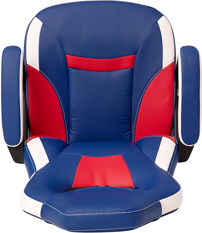 Flash Furniture Stone Ergonomic PC Office Computer Chair - Adjustable Red &amp Blue Designer Gaming Chair - 360° Swivel - Red Dual Wheel Casters