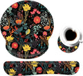 Keyboard Wrist Rest and Mouse Pad Wrist Support Set with CoasterErgonomic Mouse PadComfortable for Easy Typing Pain ReliefMemory Foam Keyboard Pad Set for Laptop MacBeautiful Floral