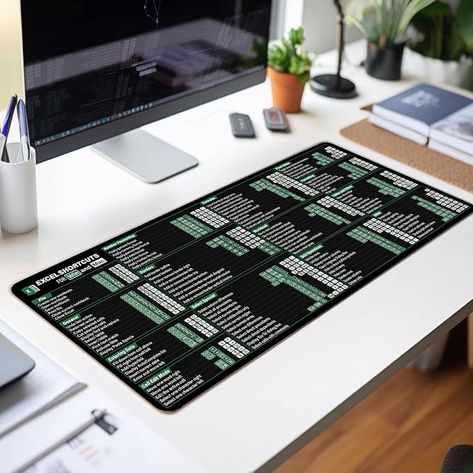 Excel Shortcuts Cheat Sheet Mouse Mat KMH Office Cheatsheet Mouse Pad for Windows Ma.c Excel Large Desk Mat Mousepad Essential Computer Accessories for Study Work and Reference Purposes