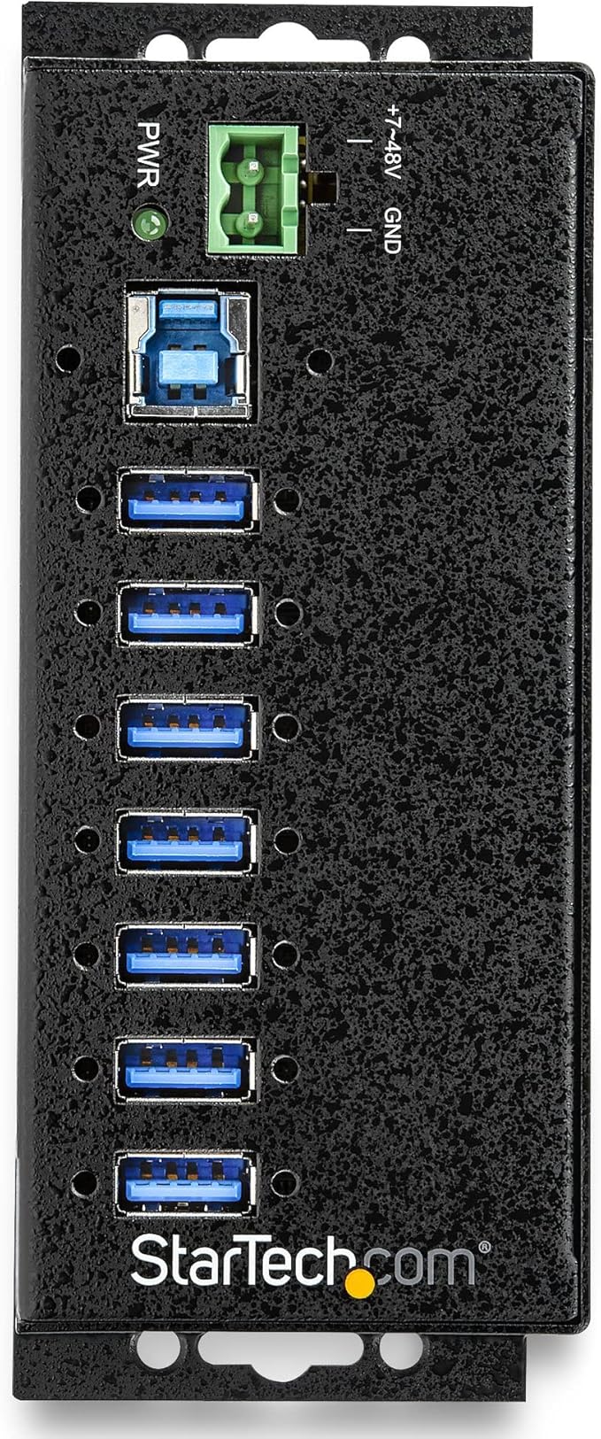 StarTech.com 7-Port USB 3.0 Hub with Power Adapter - Metal Industrial USB-A Hub with ESD &amp 350W Surge Protection - Din/Wall/Desk Mountable - High Speed USB 3.0 (5Gbps) - Hub  TAA (HB30A7AME)