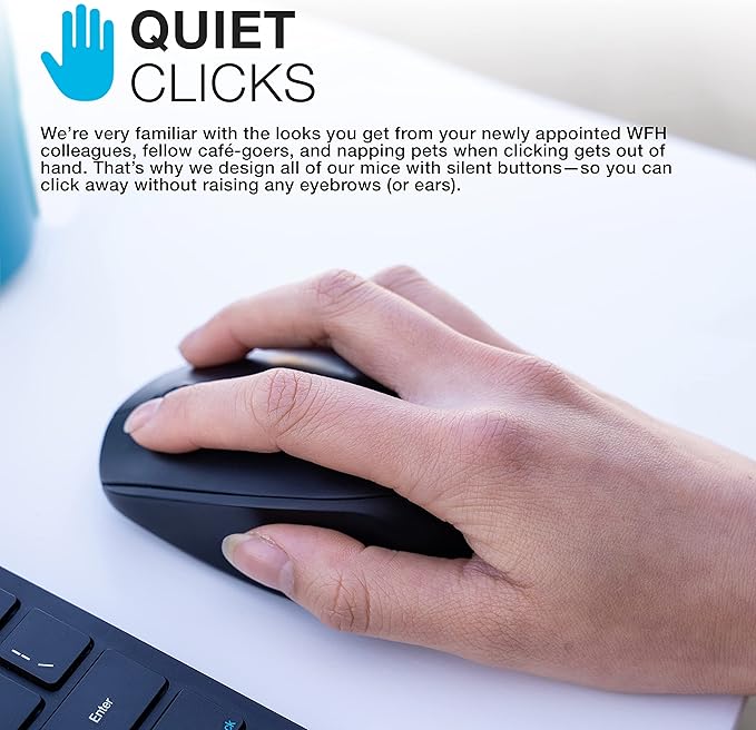 JLab GO Charge Wireless Mouse Connect Via Bluetooth or USB Wireless Dongle Multi-Device Toggle Portable Ultra-Compact and Lightweight for Work on The Go Adjustable Tracking (1 Pack)