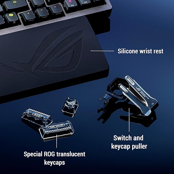 ASUS ROG Azoth 96 HE Wireless Hall Effect Gaming Keyboard – 96% Full-Size Tri-Mode Hot Swappable Magnetic Switch Rapid Trigger Speed Tap 8K Hz Polling Color OLED Screen PBT Keycaps – Black
