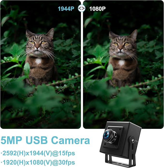 5MP USB Camera with 180 Degree Fisheye Lens 1080P 30FPS Webcam Aptina MI5100 Wide Angle Security Camera with Aluminum Case Mini Industrial Webcamera for Machine Vision Robotics