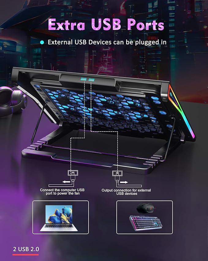 AICHESON AA3 Gaming Laptop 8 Cooling Fans and RGB Lights AA2 Laptop Cooler Set