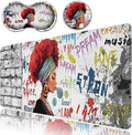 Desk Pad Extended Large Mouse Pad with Stitched Edges (31.5X11.8In) Ergonomic Mouse Wrist Rest Support Waterproof Computer Mouse Mat African Black Woman Graffiti Girls XXL White Gaming Mouse Pad