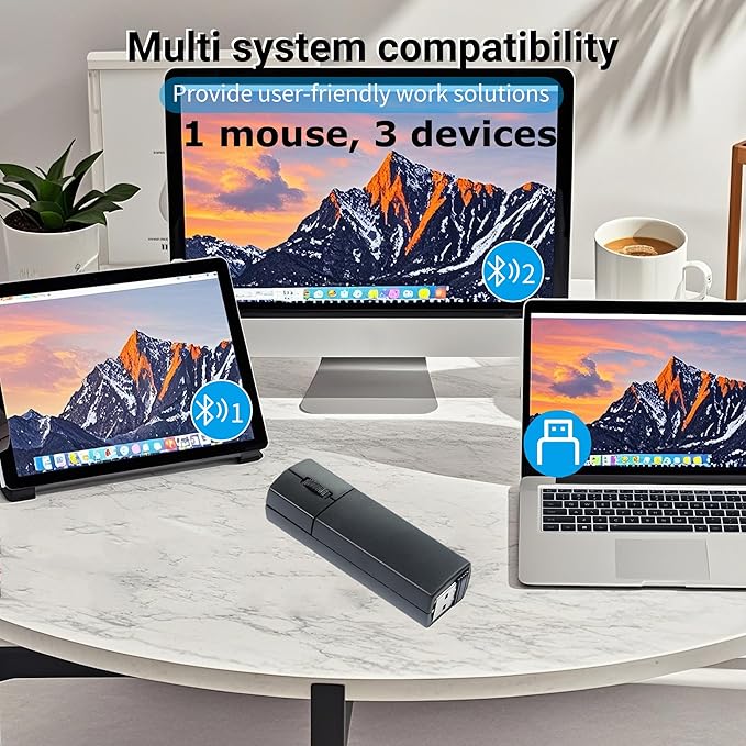 Wireless Mouse Mini Bluetooth 5.1/5.0 &amp 2.4Ghz Tri Mode MiceSmall Silent Portable Compact Finger Mice Cute Tiny Travel USB Mouse for MacBook Chromebook PC Laptop Computer Tablet Office School Gi