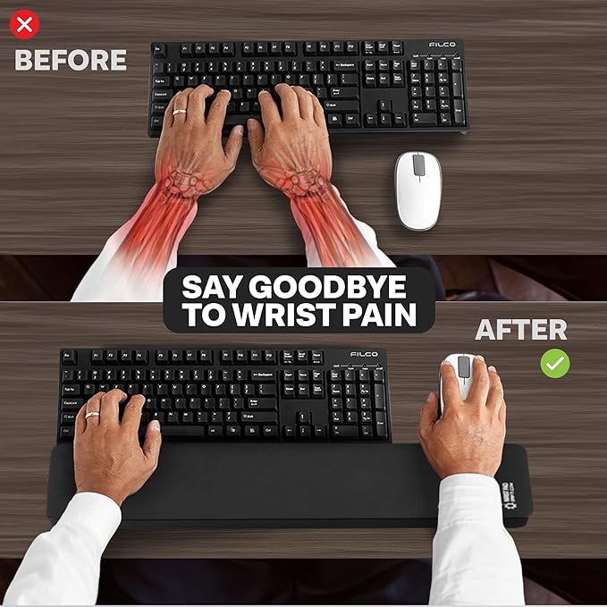 GRIFITI Fat Wrist Pad 24 x 4 x 0.75 Inch Computer or Mechanical Keyboard &amp Mousepad Wrists Rest Keyboards Mouse Trackball or Trackpad Ergonomic Mousepad Support Large Hand Rests Typing Pads