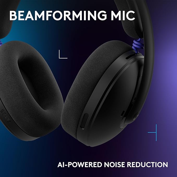 Logitech G325 Lightspeed Wireless Bluetooth Gaming Headset All-Day Comfort Built-in Mic with Noise Reduction 24-Bit Audio 24+ Hr Battery Life for PC PlayStation Switch Mobile – Black