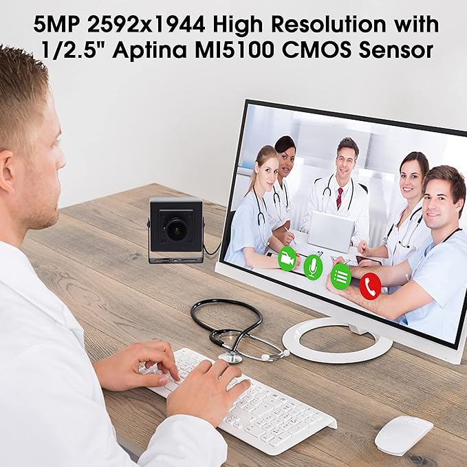 SVPRO 5MP USB Camera Wide Angle Fisheye Webcam with Aptina MI5100 Sensor 2592x1944 HD Box Camera Embedded for Industrial Machine Vision USB PC Cam for Computer Laptop
