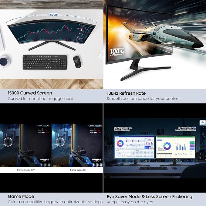 Samsung 32-inch S3 (S39GD) FHD 100Hz Curved Monitor Game Mode Eye Saver Mode Multiple Connectivity with HDMI Port Built-In Speakers LS32D396GANXZA 2025