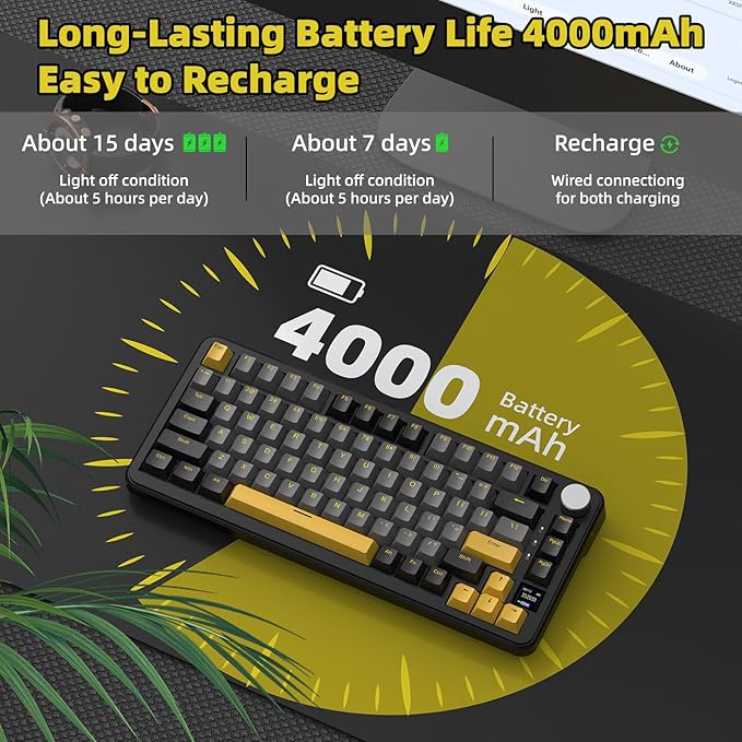 MAGIC-REFINER ATTACK SHARK X85PRO 75% Wireless Mechanical keyboardTFT Smart Display&ampKnobBT/2.4GHz/Wired Custom Gaming KeyboardGasketHot-SwapRGBwith Pro Cable&amp5 Color PBT Keycapsfor PC/M
