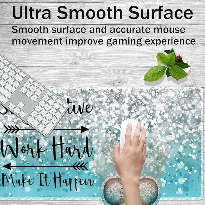 Large Game Mouse Pad + Wrist Support Pad + Coffee Coaster Blue Flash Bible Pattern Foldable Table Mat with Stitched Edge Non-Slip Set Pad Suitable for Office Work and Home