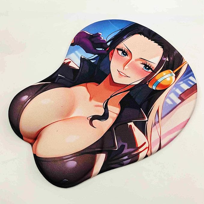 3D Mouse Pad Oppai Mousepad with Soft Gel Wrist Rest Anime Manga Gaming Boob pad Anti-Slip Mouse Mat （Robi 4）