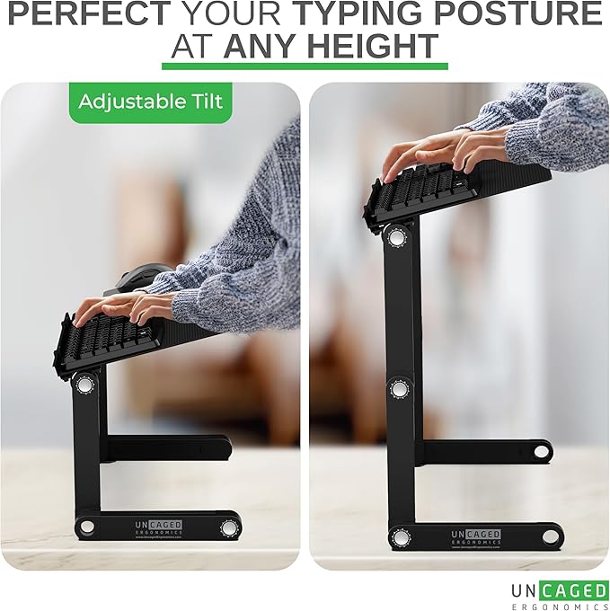 Uncaged Ergonomics WorkEZ Adjustable Computer Keyboard Stand for Desk Keyboard &amp Mouse Riser Ergonomic Portable Stand for Desktop Computer Keypad Riser for Desk
