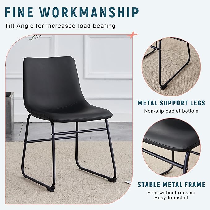 Classic Black PU Leather Chair A Stylish Seat Suitable for Modern Minimalist and Industrial Style Settings.