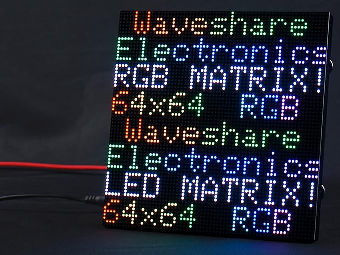 waveshare RGB Full Color LED Matrix Panel 64x64 Pixels 2mm Pitch Adjustable BrightnessSupports Raspberry Pi/Raspberry Pi Pico / ESP32 / ArduDisplay Text Colorful Image Animation