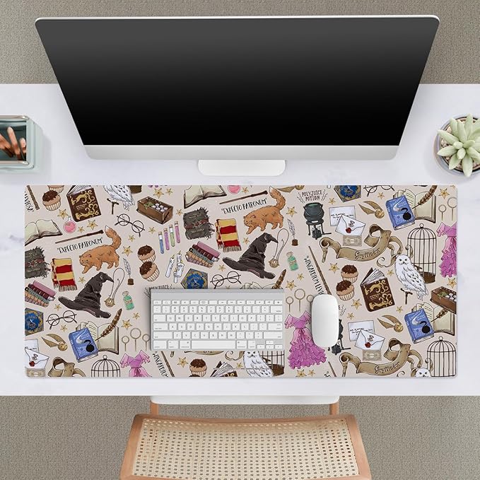 Head Case Designs Officially Licensed Harry Potter Hogwarts Pattern Graphics 37.4 x 15.75 x 0.16 inches (900 x 400 mm) - XL Gaming Office Desk PC Keyboard Mouse Mat Pad