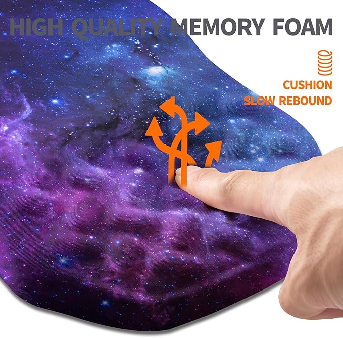 Ergonomic Slope Mouse Pad Wrist Support Wrist Rest Mousepad for Carpal Tunnel Pain Relief with Massage Bulge and Slow Rebound Memory Foam (12x8 inch Galaxy)