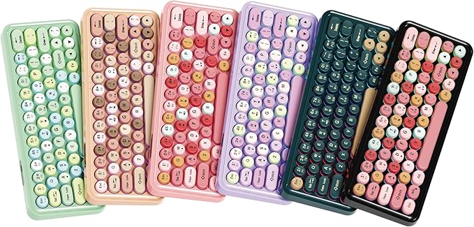 Wired RGB Creamy Typewriter Keyboard. 65 Percent Retro LED Membrance Gaming Keyboard. Small Ergonomic Optical Teclado with ABS Backlit Unreplaceable Round Keycaps. for Laptop and Office PC. (Purple)