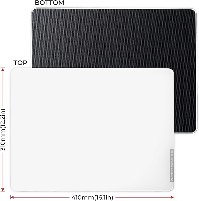 XVX White Glass Mouse Pad 4.0 Hard Mousepad for GamingUltra-Smooth Micro-Etched Surface with Non-Slip Rubber Base(410mm*310mm)